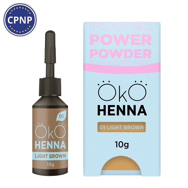 OKO - Henna for eyebrows Power Powder, 01 Light Brown, 10 g - צבע חינה לגבות 10 גרם, חום בהיר - מס, 01