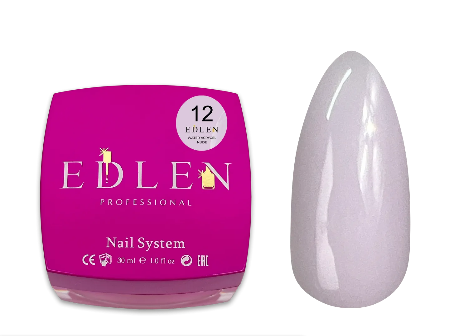 Акригель EDLEN - Water Acrygel Nude No.12-світло-ліловий 30 ml
