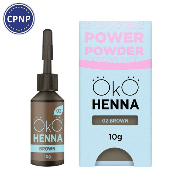 OKO - Henna for eyebrows Power Powder, 02 Brown, 10 g - צבע חינה לגבות 10 גרם, חום - מס, 02