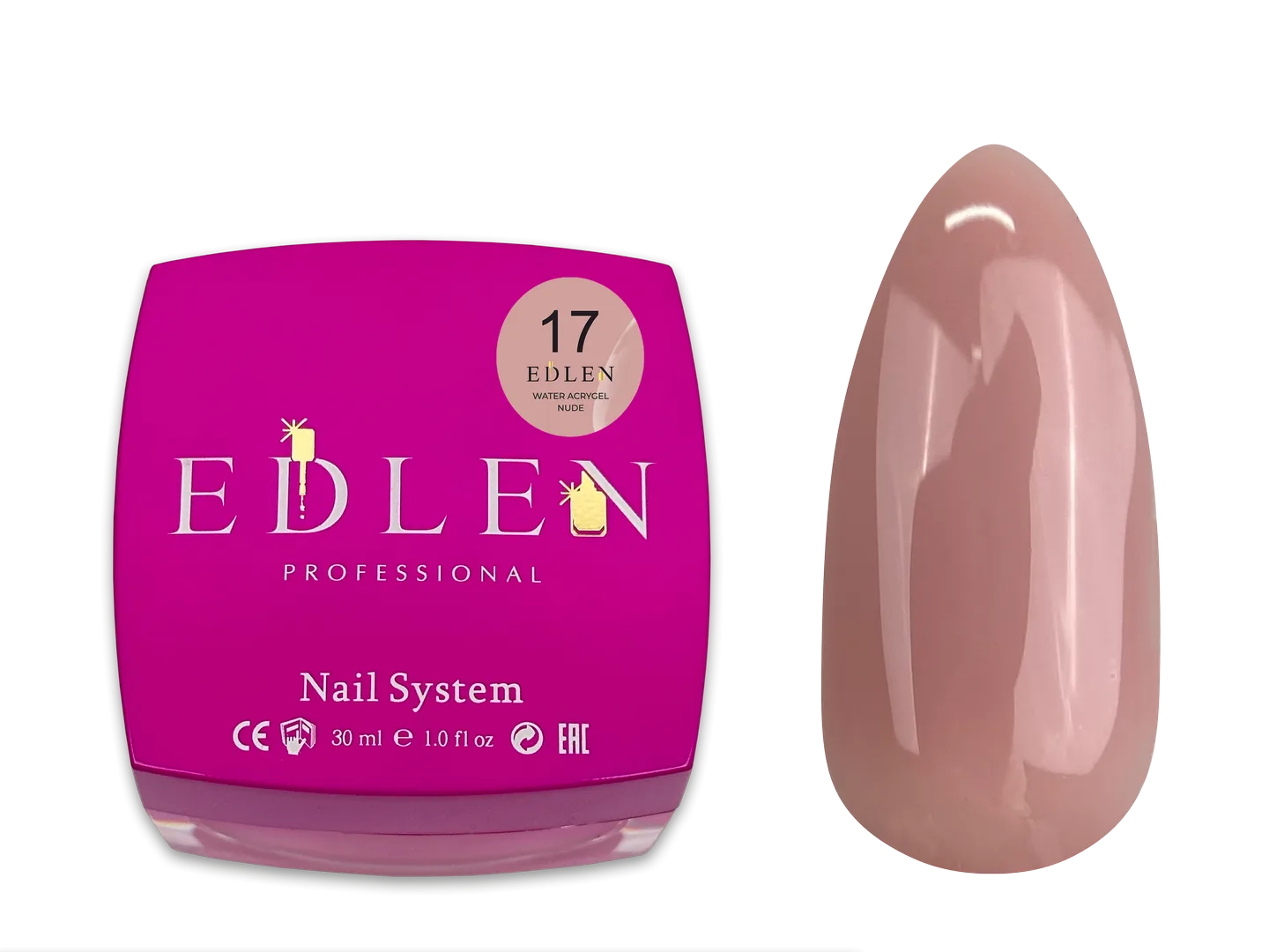 Акригель EDLEN - Water Acrygel Nude No. 17-бежевий теплий 30 ml