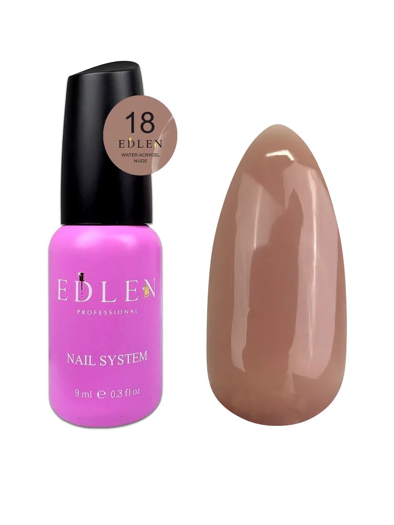 Акригель EDLEN - Water Acrygel Nude No. 18-теплий світло-коричневий 9 ml