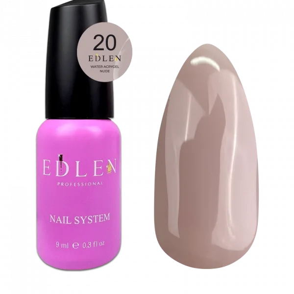 Акригель EDLEN - Water Acrygel Nude  No. 20-сіро-бежевий 9 ml