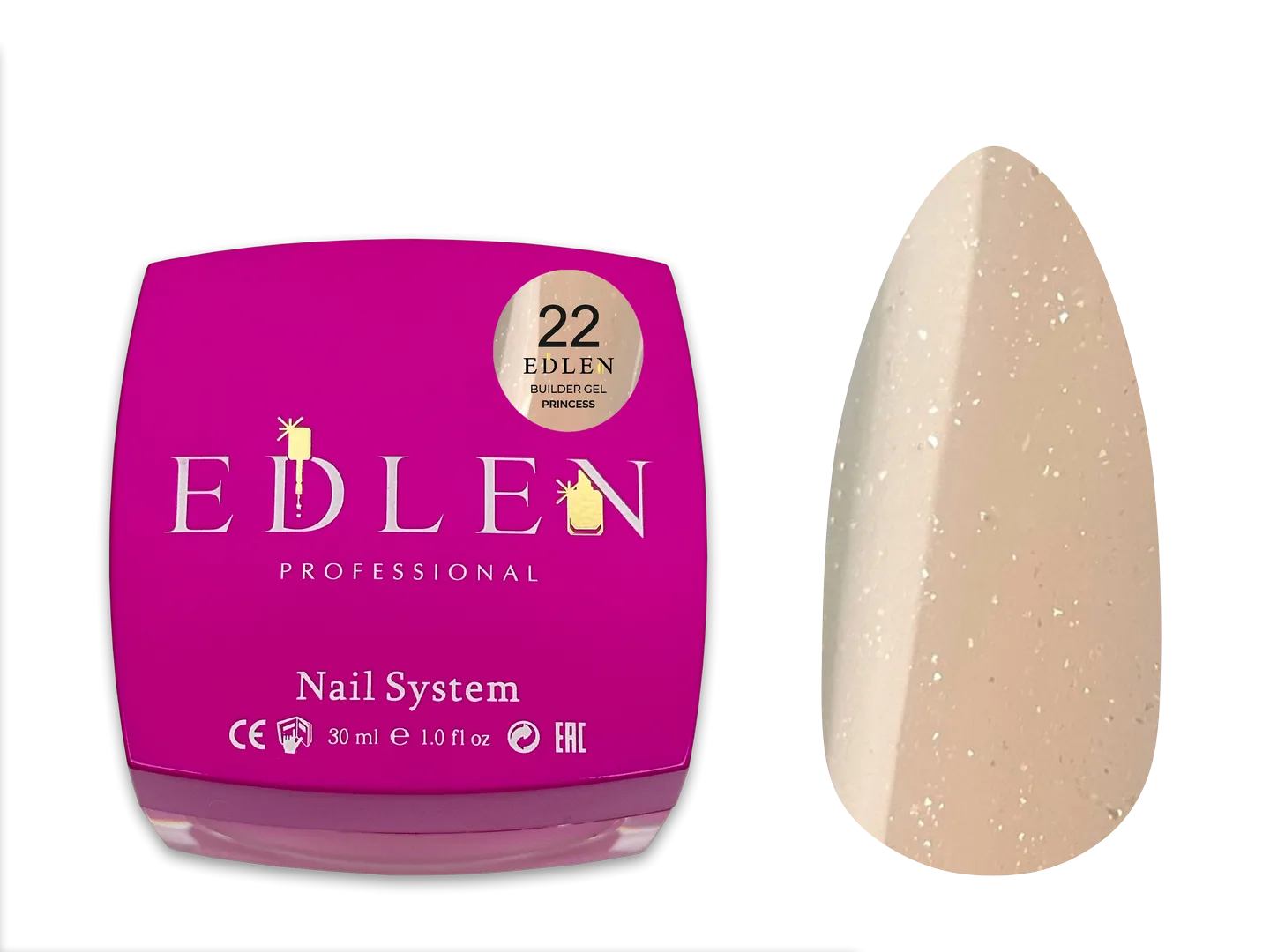 Моделюючий гель  Builder Gel Princess Edlen 30 ml. №22-світлий кремовий