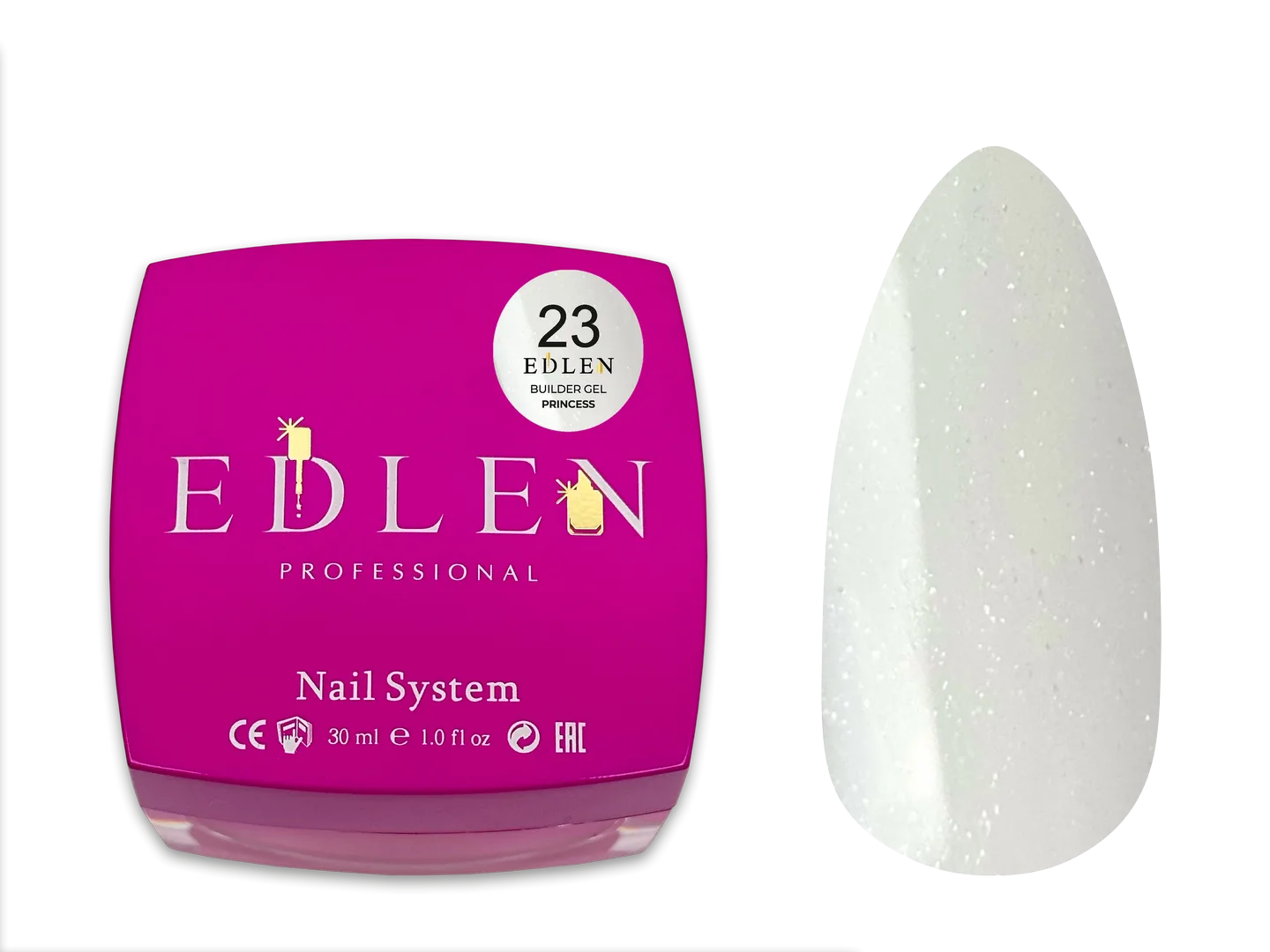Моделюючий гель  Builder Gel Princess Edlen 30 ml. №23-білосніжний відтінок з легким блиском