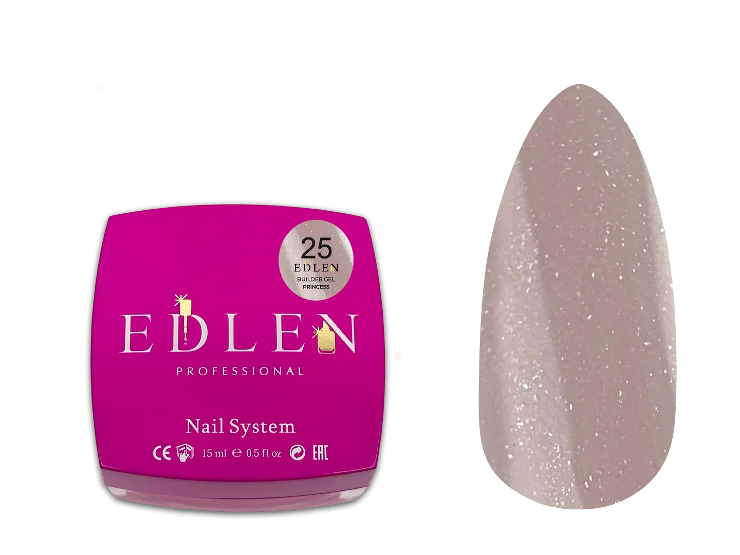 Моделюючий гель  Builder Gel Princess Edlen 15 ml. №25-насичений бузковий