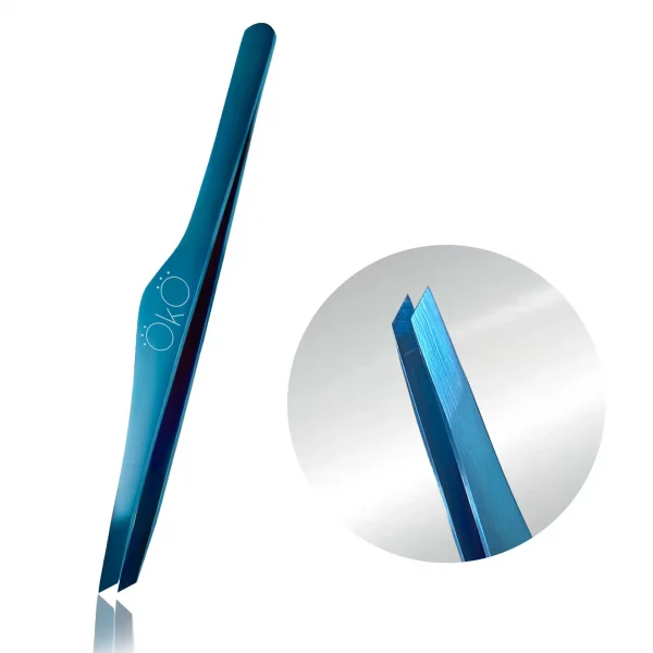OKO - Tweezers beveled Blue Magic Premium (manual sharpening) - פינצטה משופעת Blue Magic Premium (השחזה ידנית)