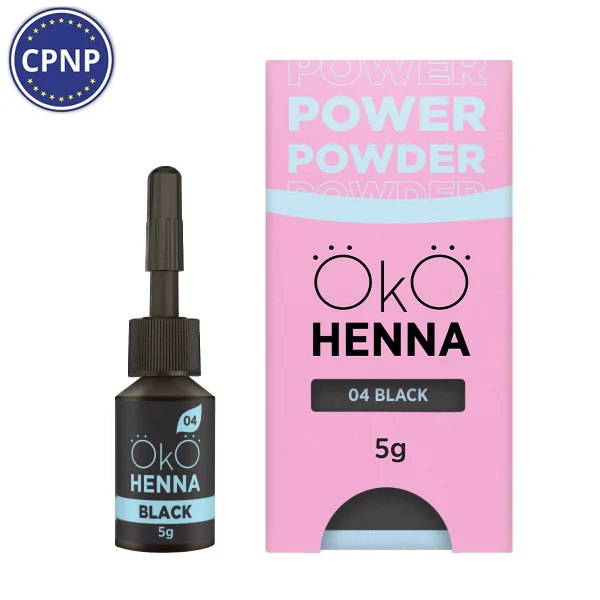 OKO - Henna for eyebrows Power Powder, 04 Black, 5 g - צבע חינה לגבות 5 גרם, שחור - מס, 04