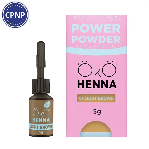 OKO - Henna for eyebrows Power Powder, 01 Light Brown, 5 g - צבע חינה לגבות 5 גרם חום בהיר - מס, 01