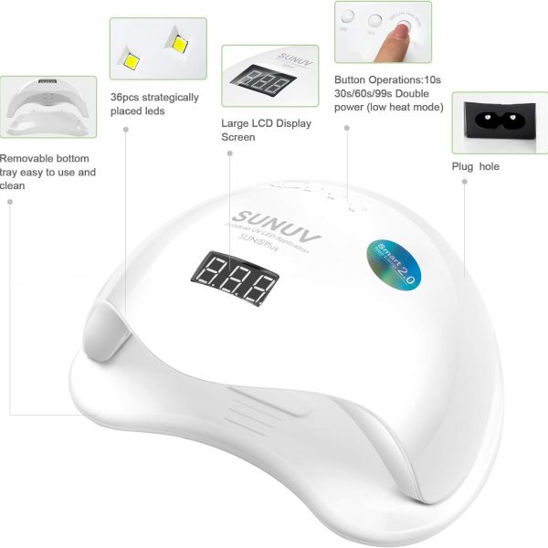 SUNUV - Lamp for manicure LED+UV SUN 5 PLUS, new generation with quartz diodes, 48 ​​W (Original) - מנורת ייבוש סאן 5 פלוס דור חדש - Image 5