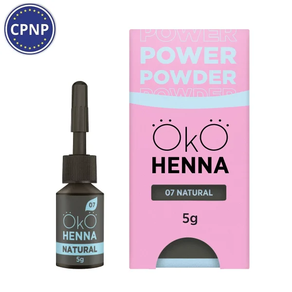 OKO - Henna for eyebrows Power Powder, 07 Natural, 5 g - צבע חינה לגבות 5 גרם, טבעי - מס, 07