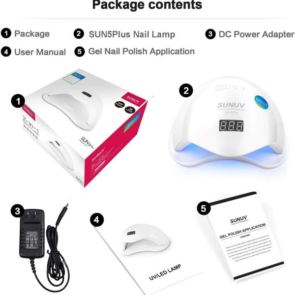 SUNUV - Lamp for manicure LED+UV SUN 5 PLUS, new generation with quartz diodes, 48 ​​W (Original) - מנורת ייבוש סאן 5 פלוס דור חדש - Image 6