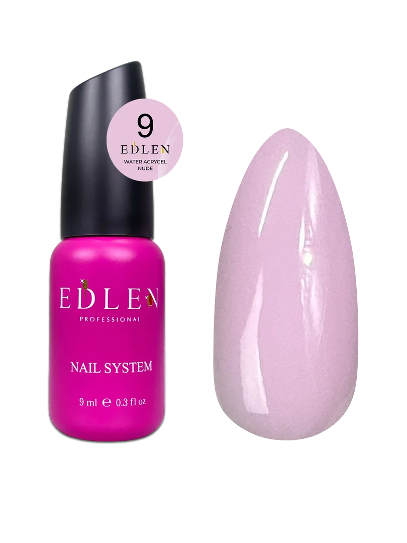 Акригель EDLEN - Water Acrygel Nude No. 09-ніжно-рожевий  9 ml