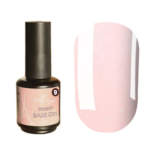 NAILAPEX - FRENCH BASE №9, CAMOUFLAGE BASE Glitter, 15ml - כאבר פרנץ' בייס גליטר 09