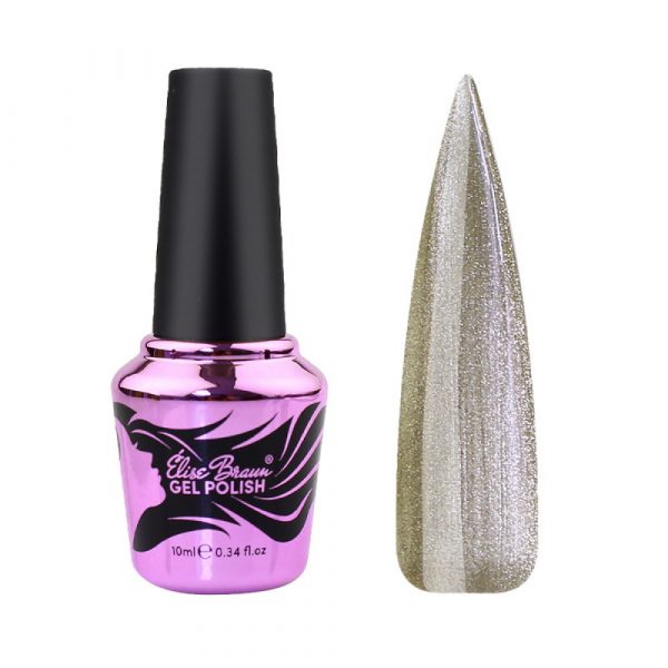 Elise Braun - Gel polish Korean Cat 10 silver with pearl 10 ml - לק ג'ל עין החתול קוריאנית 10 מל צבע כסף עם פנינה - מס, 10