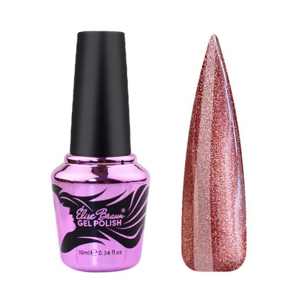 Elise Braun - Gel polish Korean Cat 11 pink jasper with pearl 10 ml - לק ג'ל עין החתול קוריאנית 10 מל צבע ג'ספר ורוד עם פנינה - מס, 11