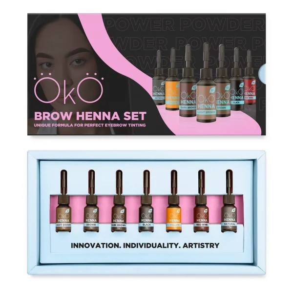 OKO - Set of henna for eyebrows Power Powder 7 color 5 g - סט צבעי חינה לגבות 7 יחידות 5 גרם