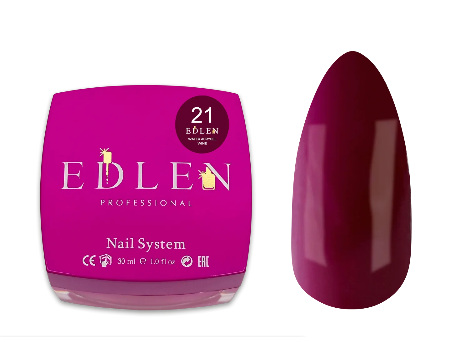 Акригель EDLEN - Water Acrygel Wine  30 ml. No. 21