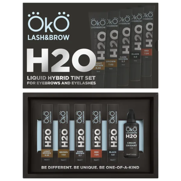 OKO - Set of paint for eyebrows and eyelashes Liquid Hybrid Tint H2O with oxidizer - סט צבע לגבות וריסים היברידי עם מחמצן