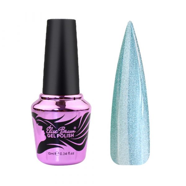 Elise Braun - Gel polish Korean Cat 05 light turquoise-green 10 ml - לק ג'ל עין החתול קוריאנית 10 מל צבע טורקיז-ירוק בהיר - מס, 05