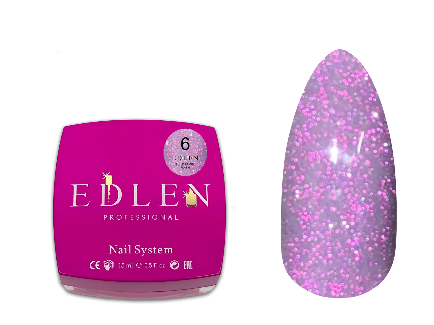 Моделюючий гель Edlen - Builder Gel Flash 15ml. No. 6