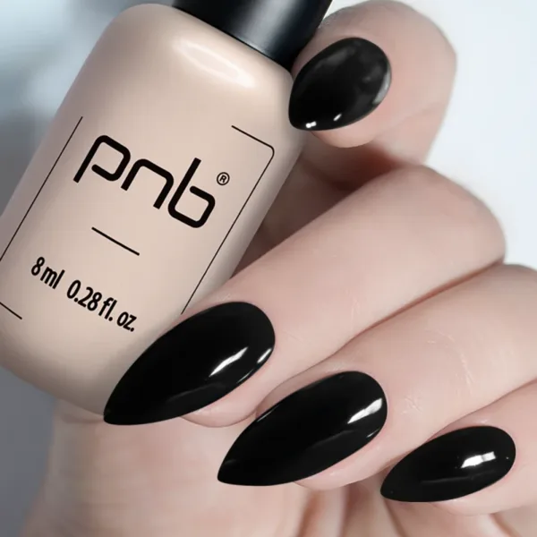 PNB - Gel polish PNB No. 023 Dark Black 4 ml THINE BRUSH - לק ג'ל שחור כהה מיני 4 מל - עם מברשת דקה מיוחד לפרנץ' - מס, 023 - Image 2