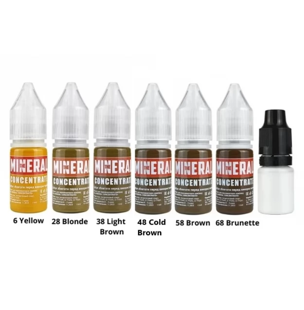 The Mineral - Set of pigments for permanent makeup  CONCENTRATE  6 pcs + white pigment - סט פיגמנטים לאיפור קבוע תרכיז  6 יח' + פיגמנט לבן