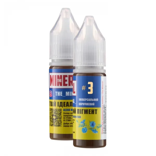 The Mineral - Eyebrow tattoo pigment, No. 3 Universal brown, 15 ml - פיגמנט קעקוע גבות 15 מל - מס, 3 חום אוניברסלי - Image 2