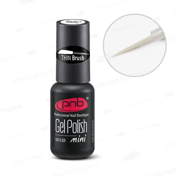 PNB - Gel polish PNB No. 023 Dark Black 4 ml THINE BRUSH - לק ג'ל שחור כהה מיני 4 מל - עם מברשת דקה מיוחד לפרנץ' - מס, 023 - Image 3