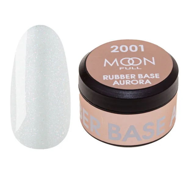 Moon Full - Кольорова база Rubber Base Aurora №2001 із дрібним шиммером, 15 мл.