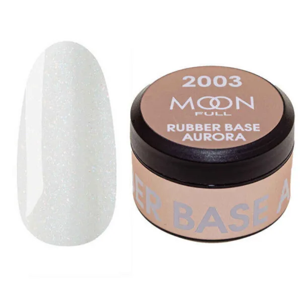 Moon Full - Кольорова база Rubber Base Aurora №2003 із дрібним шиммером, 15 мл.