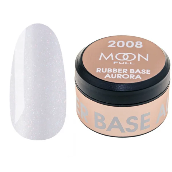 Moon Full - Кольорова база Rubber Base Aurora №2008 із дрібним шиммером, 15 мл.