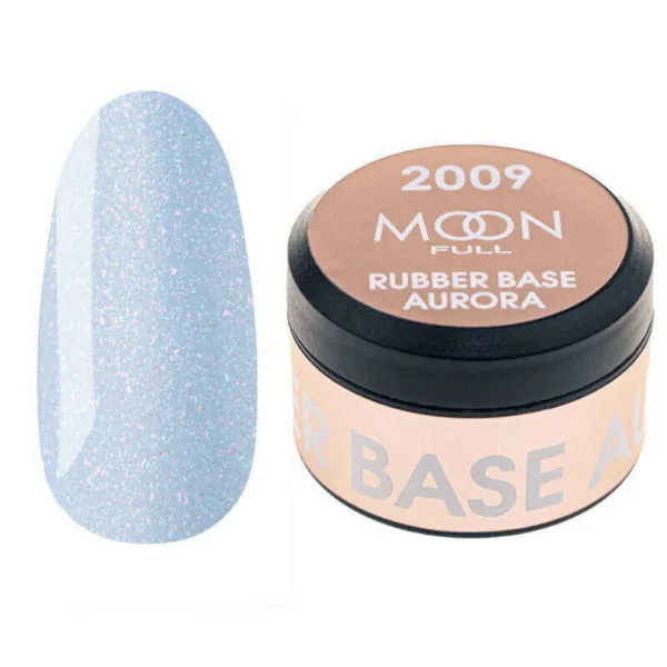 Moon Full - Кольорова база Rubber Base Aurora №2009 із дрібним шиммером, 15 мл.