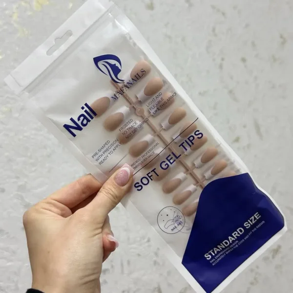 TIPS GEL French camouflage for nail extension 120 pcs (Nude Square) - טיפס ג'ל רכים פרנץ' להארכת ציפורניים 120 יחידות (מרובע ניוד) - Image 3