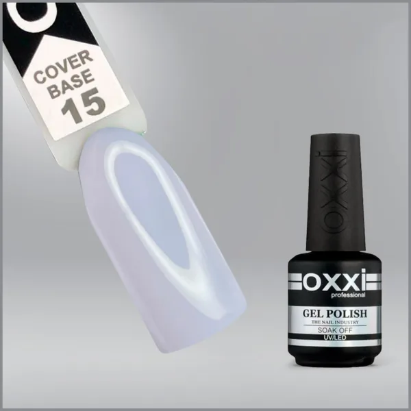 Камуфлююча база для гель-лаку Oxxi Professional Cover Base Coat 15 світло-лілова, 15мл