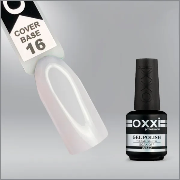 Камуфлююча база для гель-лаку Oxxi Professional Cover Base Coat 16 біло-рожева, 15мл