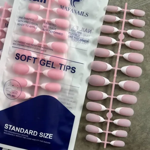 TIPS GEL French camouflage for nail extension 120 pcs (Pink Almond) - טיפס ג'ל רכים פרנץ' להארכת ציפורניים 120 יחידות (שקד ורוד) - Image 2