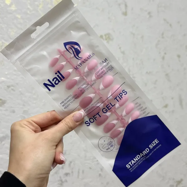 TIPS GEL French camouflage for nail extension 120 pcs (Pink Almond) - טיפס ג'ל רכים פרנץ' להארכת ציפורניים 120 יחידות (שקד ורוד) - Image 3