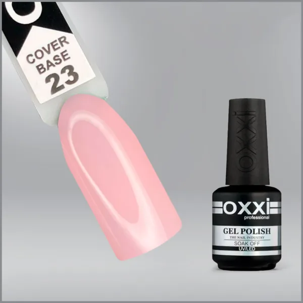 Камуфлююча база для гель-лаку Oxxi Professional Cover Base Coat 23 ніжно-рожева, 15мл