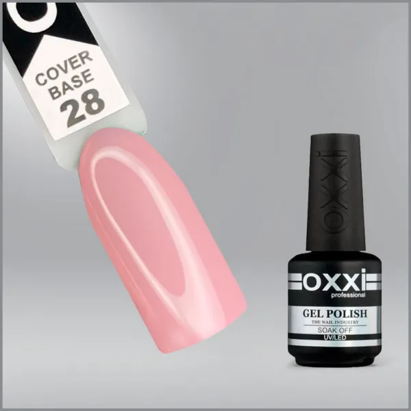 Камуфлююча база для гель-лаку Oxxi Professional Cover Base Coat 28 приглушена бузкова, 15мл