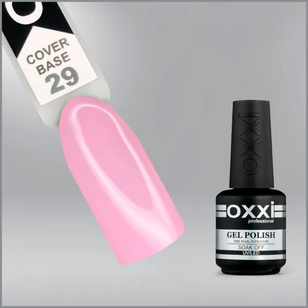 Камуфлююча база для гель-лаку Oxxi Professional Cover Base Coat 29 цукерково-рожева, 15мл