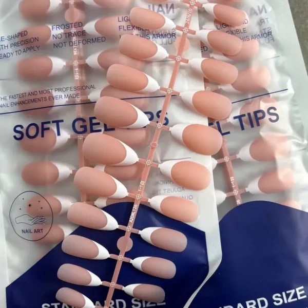 TIPS GEL French camouflage for nail extension 120 pcs (Nude Almond) - טיפס ג'ל רכים פרנץ' להארכת ציפורניים 120 יחידות (שקד ניוד) - Image 3