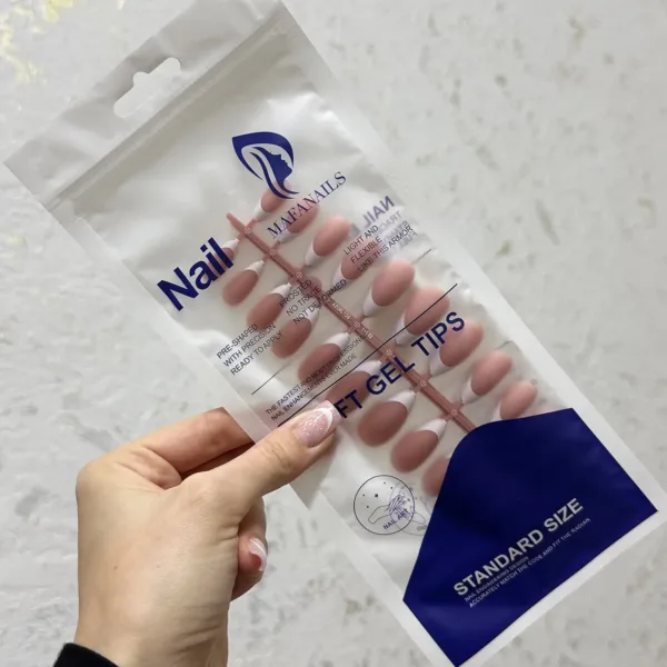 TIPS GEL French camouflage for nail extension 120 pcs (Nude Almond) - טיפס ג'ל רכים פרנץ' להארכת ציפורניים 120 יחידות (שקד ניוד) - Image 2