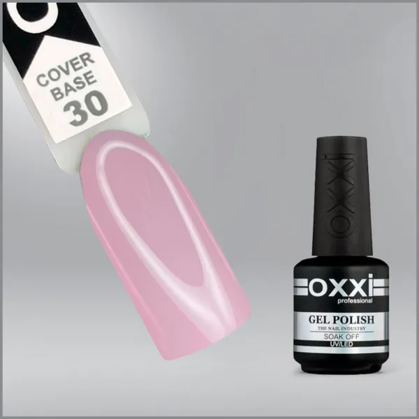 Камуфлююча база для гель-лаку Oxxi Professional Cover Base Coat 30 бузково-рожева, 15мл