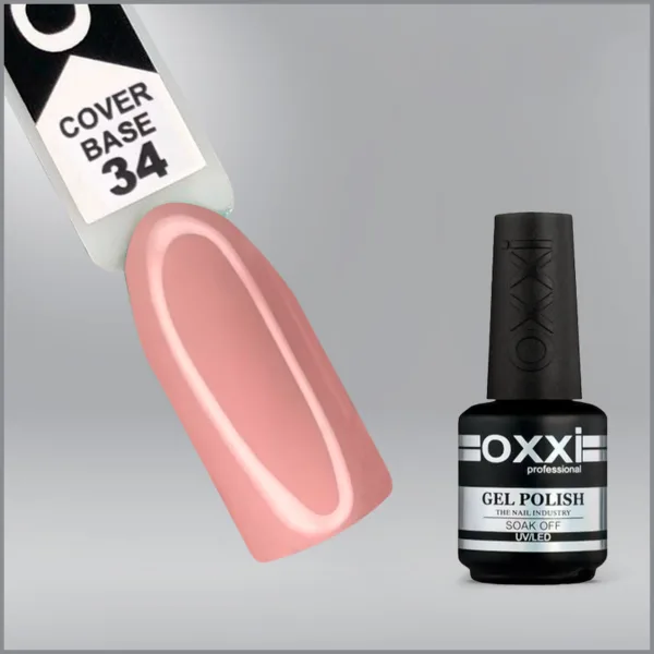 Камуфлююча база для гель-лаку Oxxi Professional Cover Base Coat 34 нюдова, 15мл