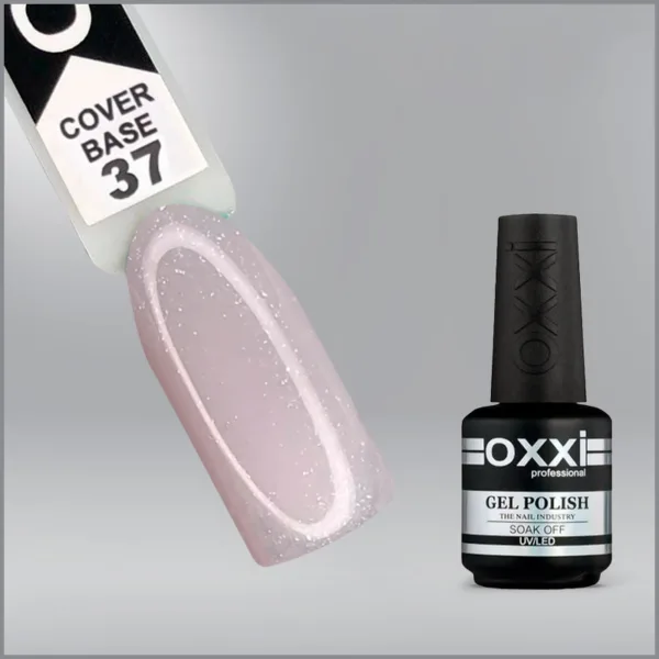 Камуфлююча база для гель-лаку Oxxi Professional Cover Base Coat 37 молочна з мікроблиском, 15мл