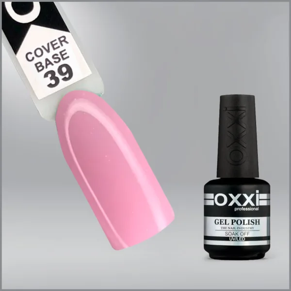 Камуфлююча база для гель-лаку Oxxi Professional Cover Base Coat 39 світло рожева, 15мл