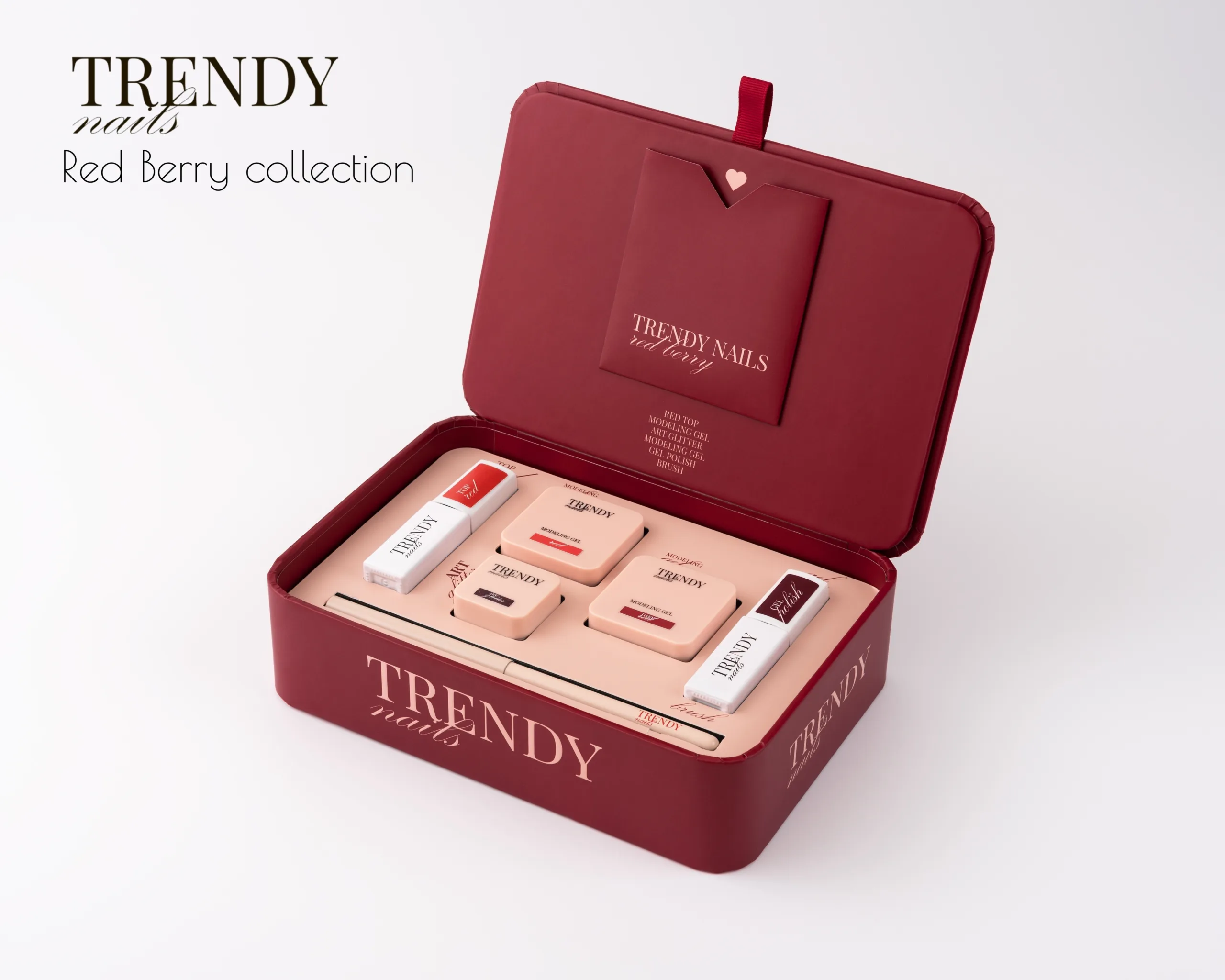 TRENDY - Red Berry Collection  - אוסף רד ברי אדום ג'ל בנייה לק ג'ל טופ אדום ומכחול