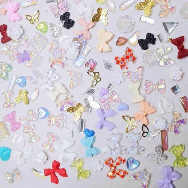 3D decor for nail 50 pcs (random) - סט תלת מימד קישוטים לציפורניים מיקס 50 יחידות
