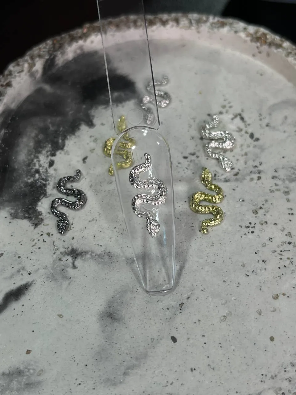 3D metal decor for nail "Snake" 5 pcs