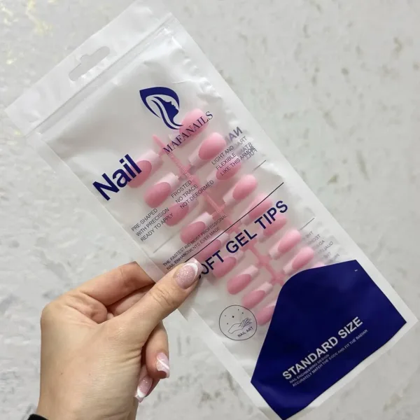 TIPS GEL French camouflage for nail extension 120 pcs (Pink Square) - טיפס ג'ל רכים פרנץ' להארכת ציפורניים 120 יחידות (ריבוע ורוד) - Image 4